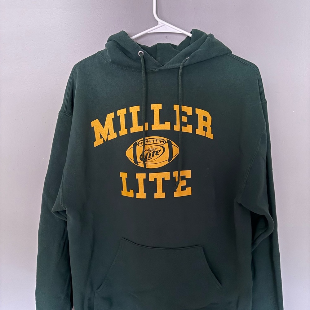 Jerzees Dark Green Hoodie with Yellow Print